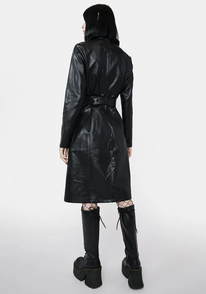 Dominance Overload Faux Leather Trench Coat
