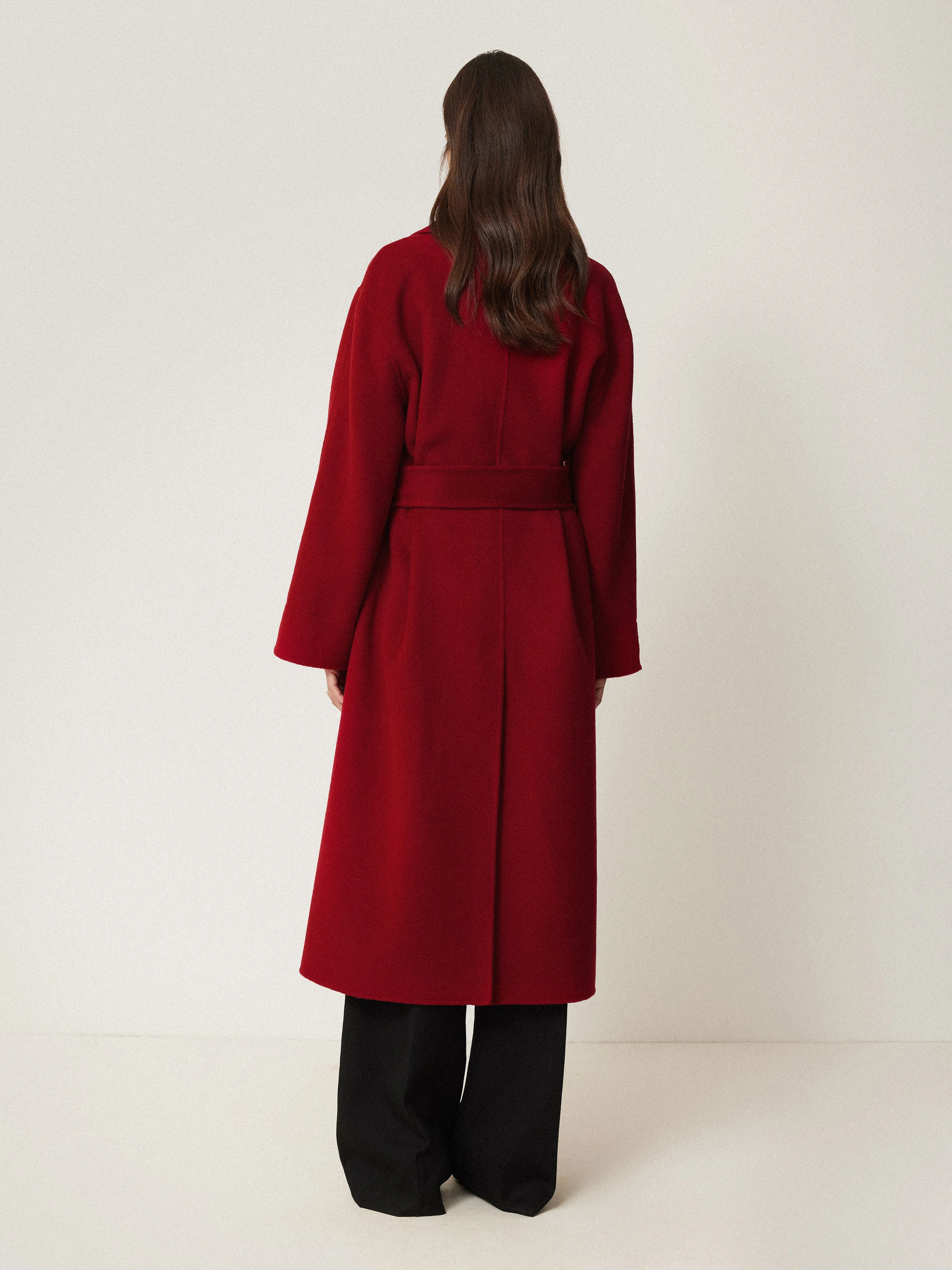 Double Faced Cocoon Wrap Coat | Red