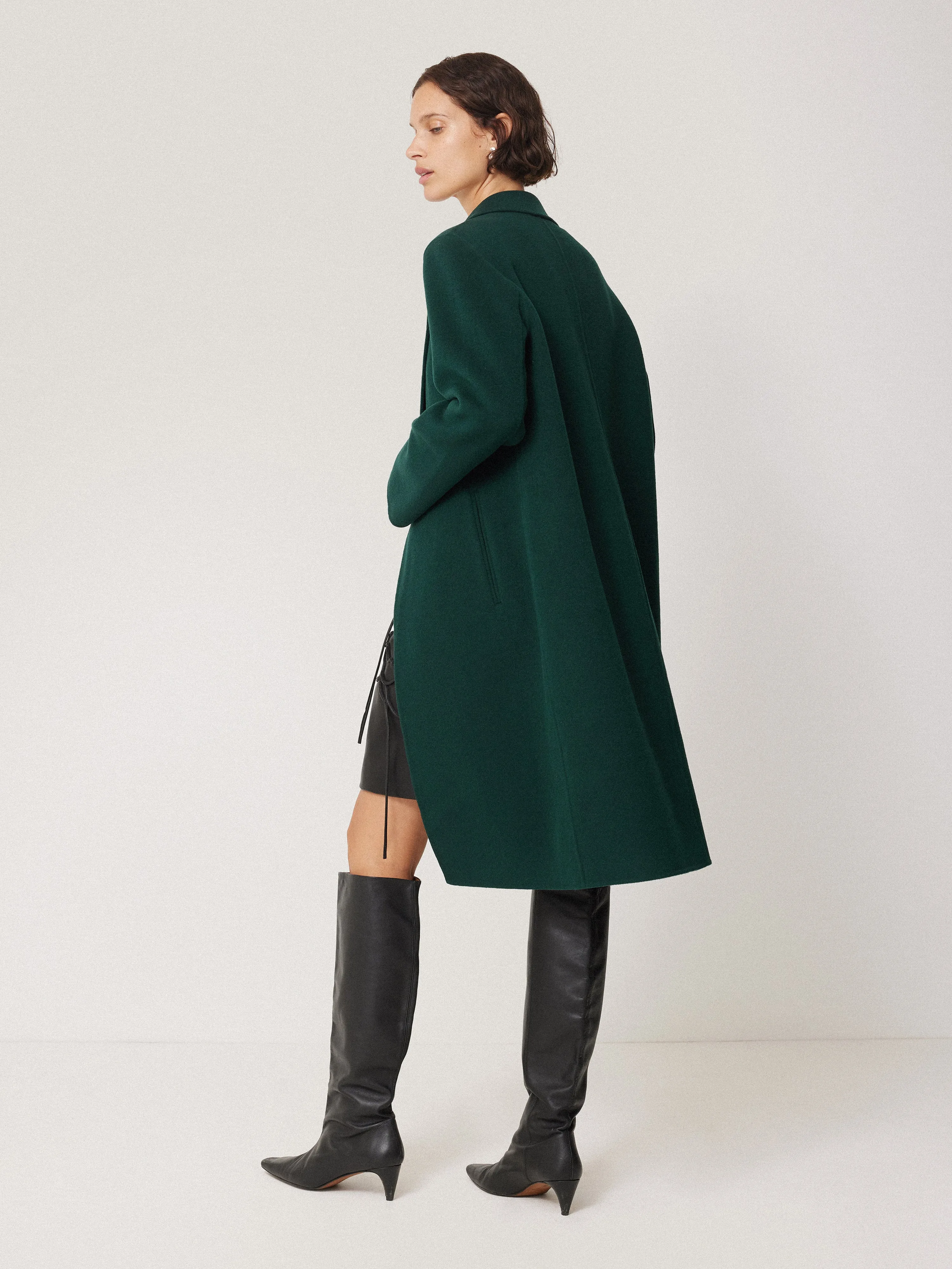 Double Faced Tailored Coat | Green