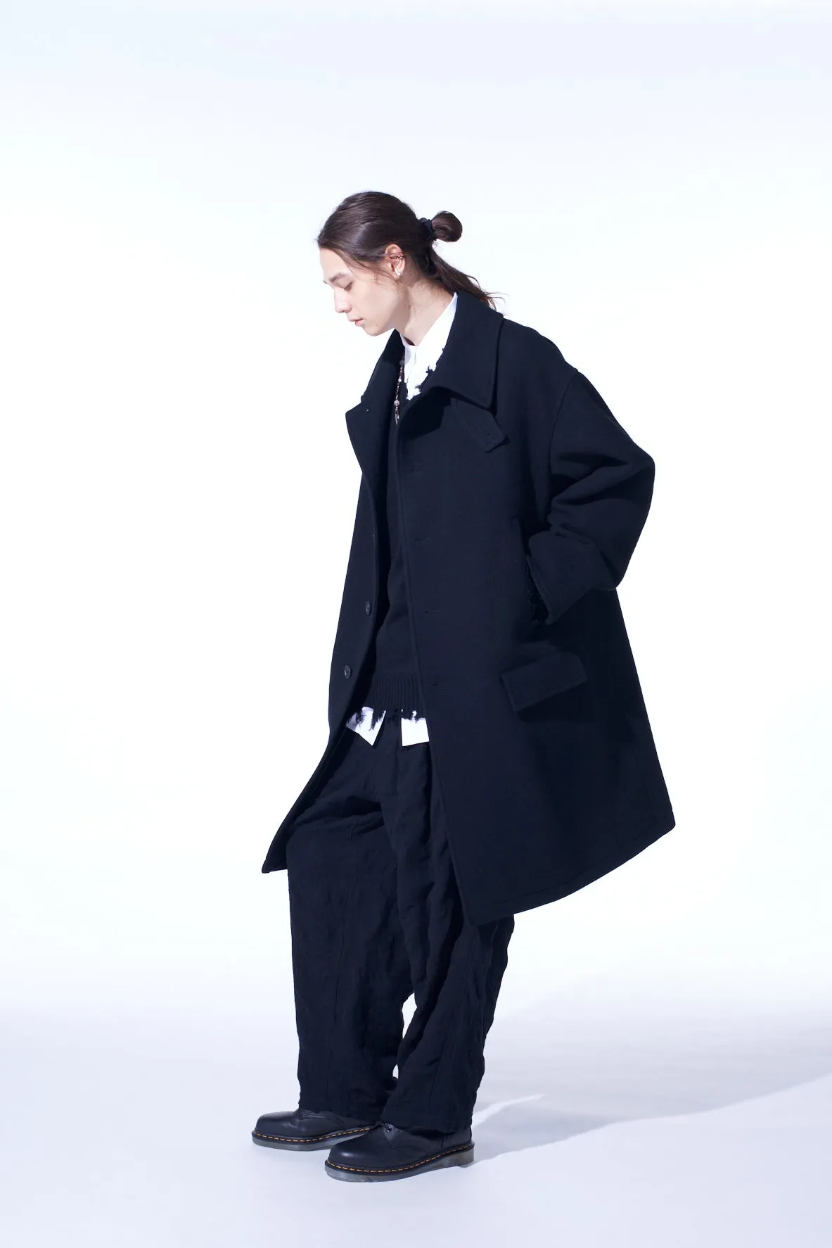 DOUBLE-WEAVE MELTON OVERSIZED SOUTIEN COLLAR COAT