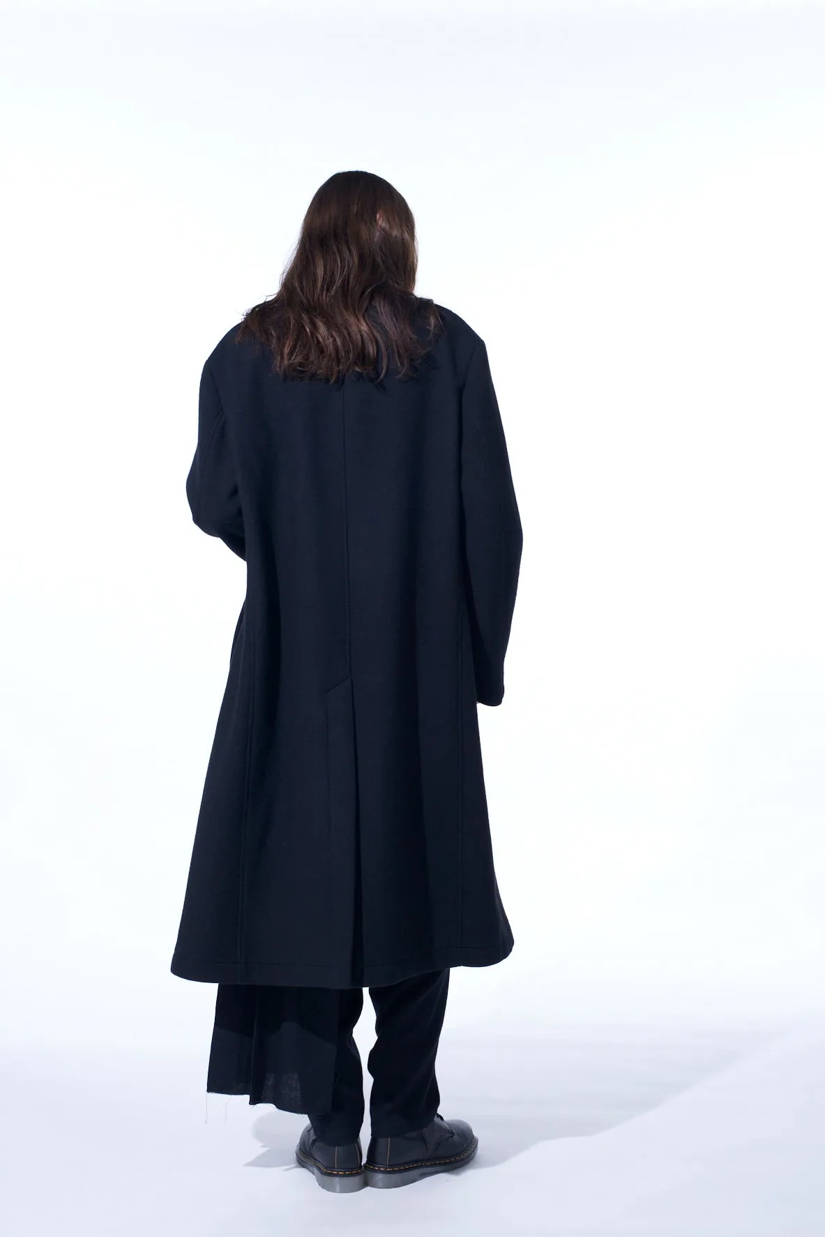 DOUBLE-WEAVE MELTON STAND COLLAR COAT