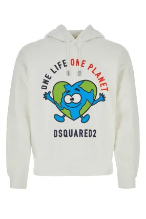 Dsquared White Cotton One Life Sweatshirt