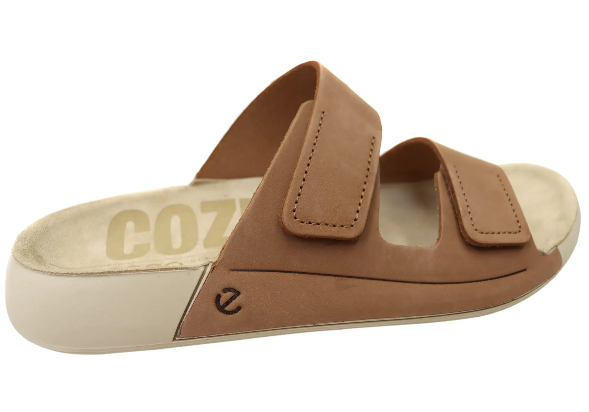 ECCO 2nd Cozmo Womens Comfortable Leather 2 Strap Slide Sandals