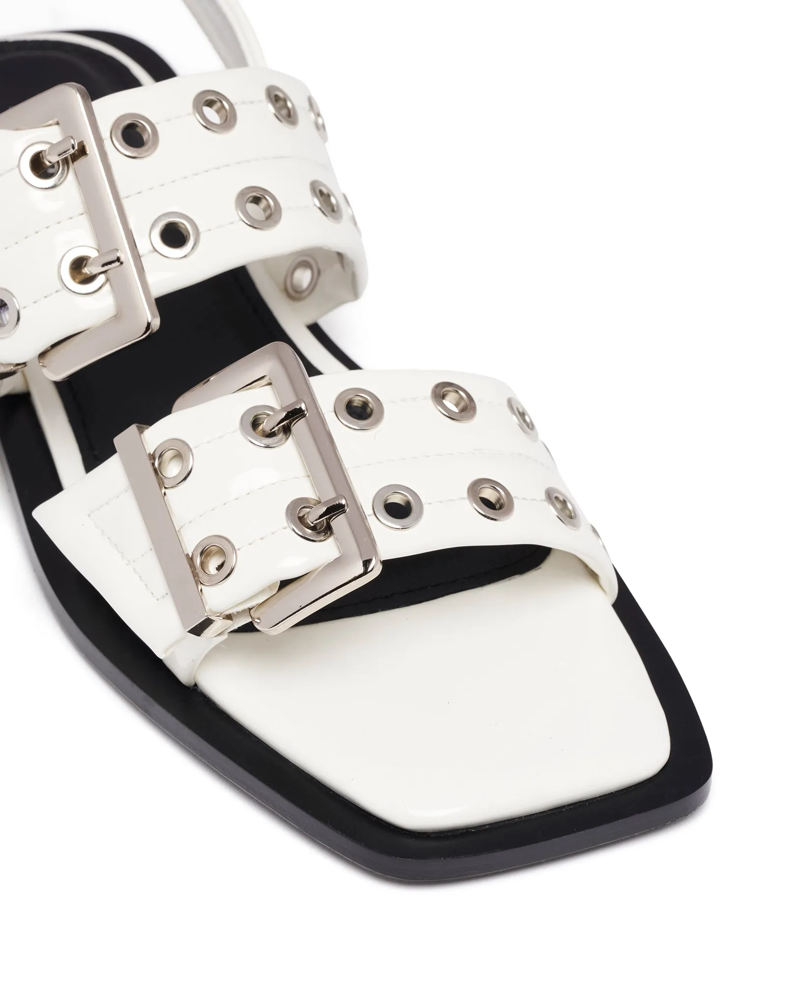 Elemental Slingback Flat Sandal White Patent