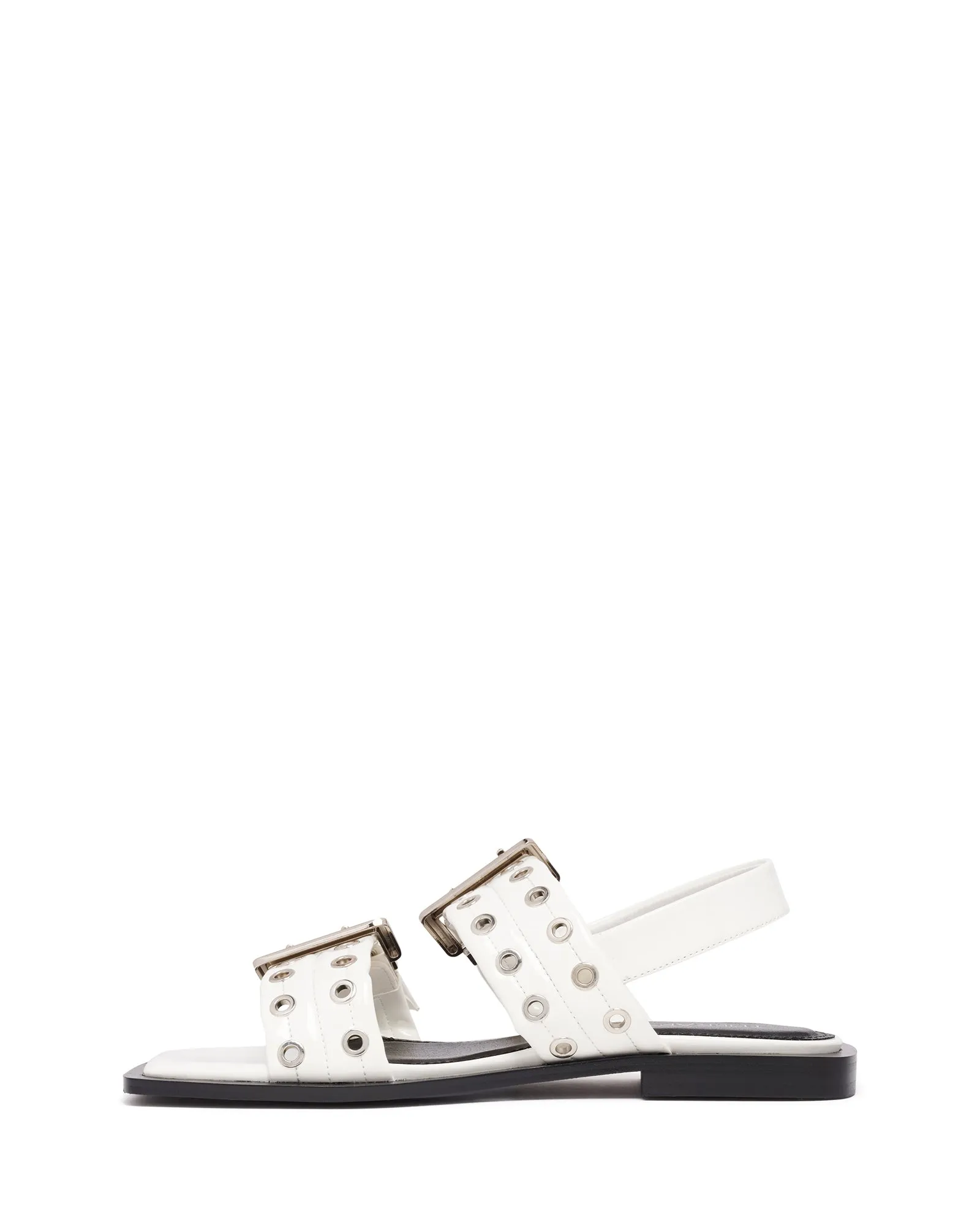 Elemental Slingback Flat Sandal White Patent