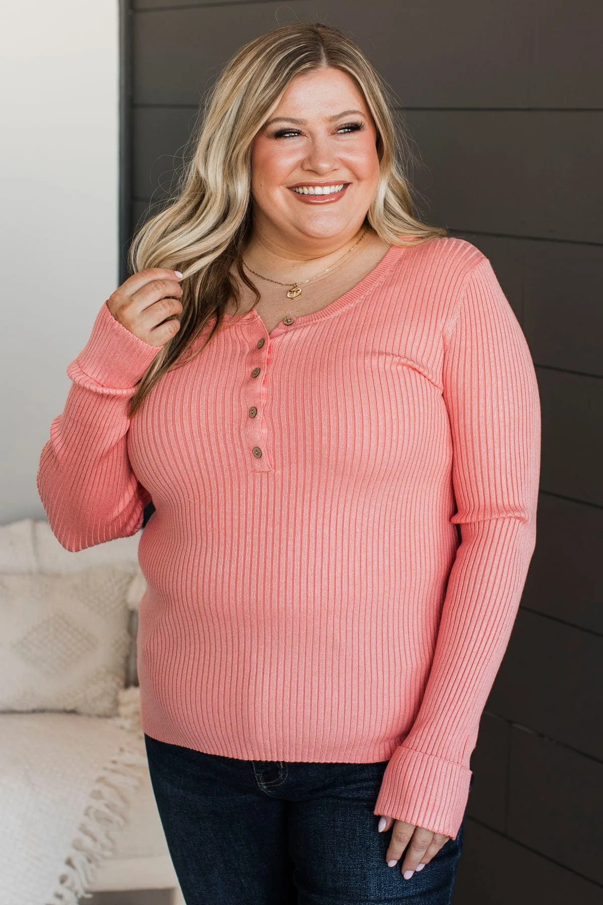 Impressive Ribbed Knit Top in Bubblegum