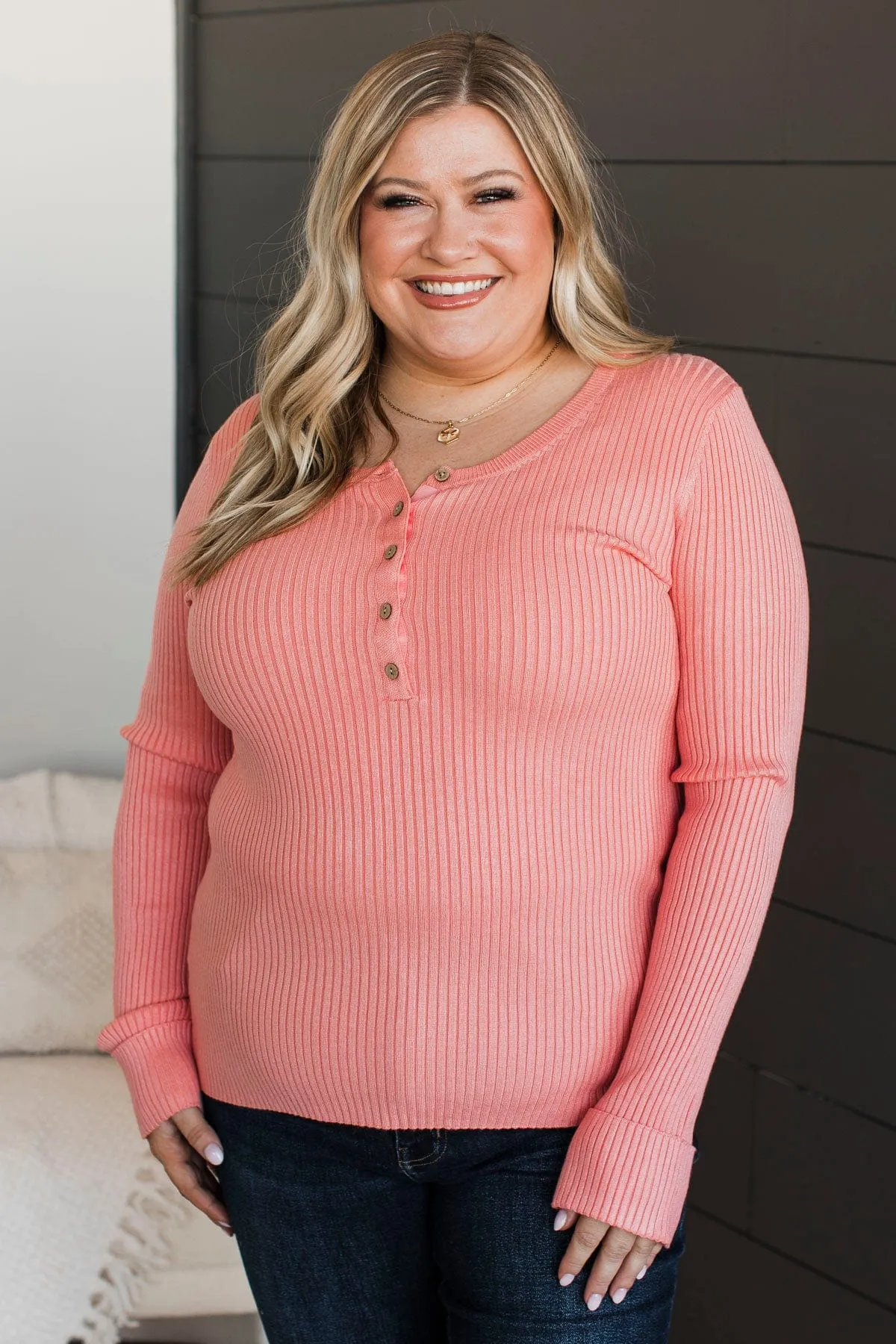 Impressive Ribbed Knit Top in Bubblegum