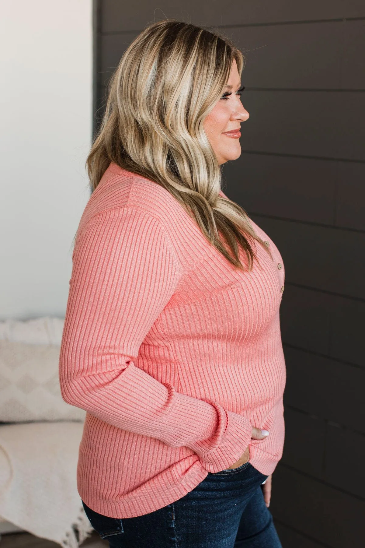 Impressive Ribbed Knit Top in Bubblegum