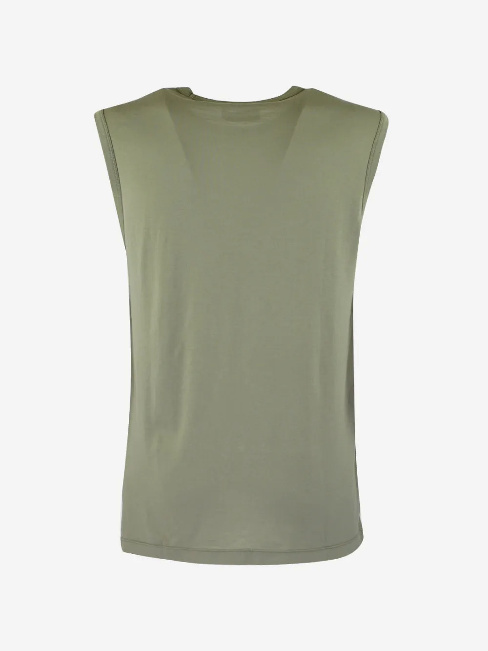 Etudes - Sleeveless cotton T-shirt with embroidered logo in Trip Mud design