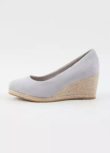 Evans Wide Fit Woven Wedge Court Heels | Grattan