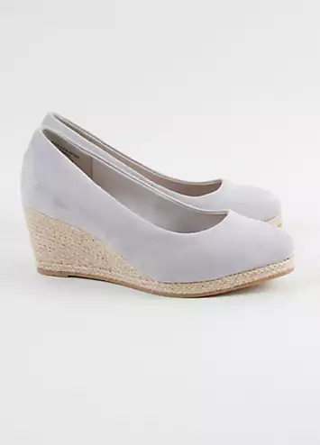 Evans Wide Fit Woven Wedge Court Heels | Grattan