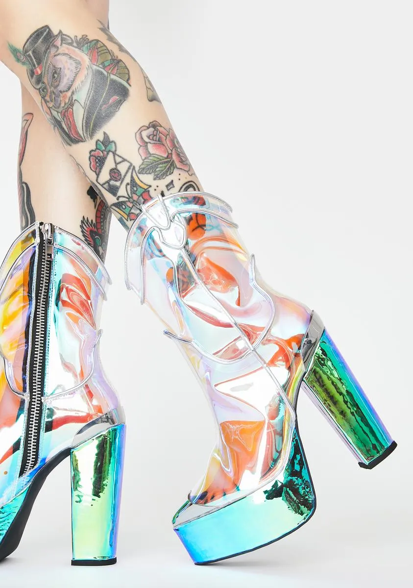 Eye-catching Holographic Deputy Boots