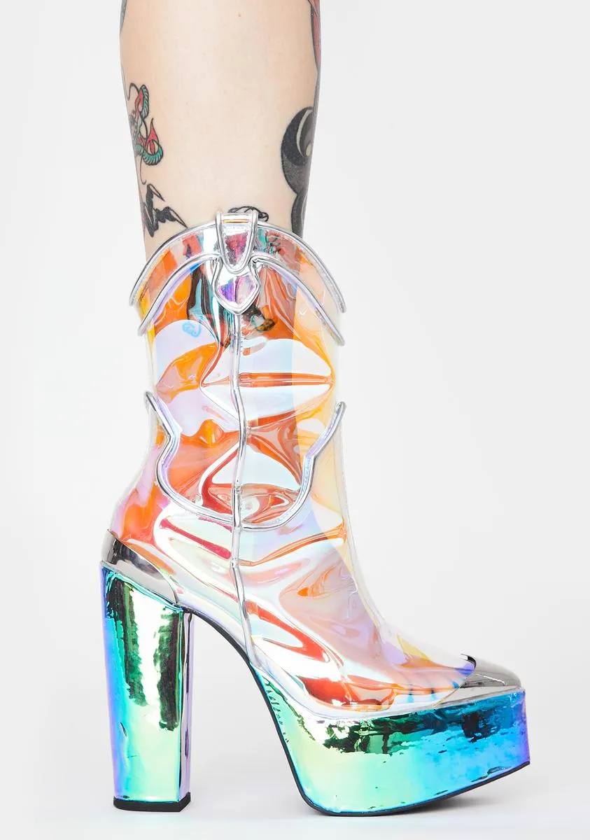 Eye-catching Holographic Deputy Boots