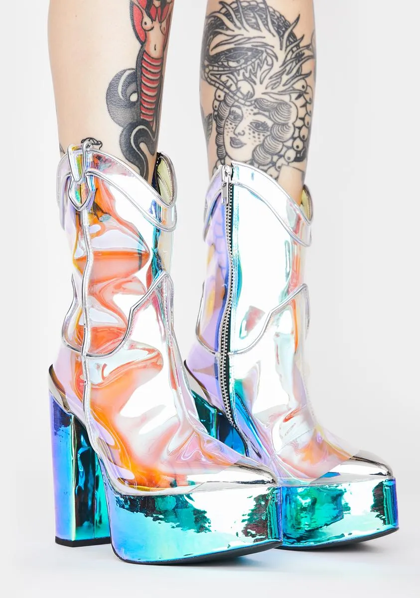 Eye-catching Holographic Deputy Boots