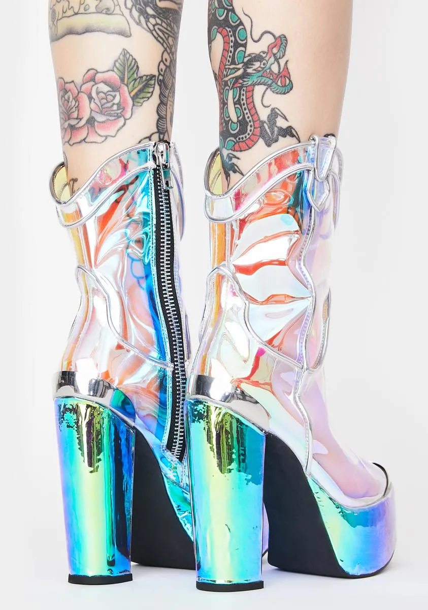 Eye-catching Holographic Deputy Boots