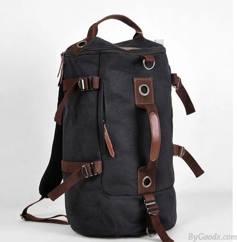 Fashion Large Capacity Cylindrical Canvas Travel Backpacks