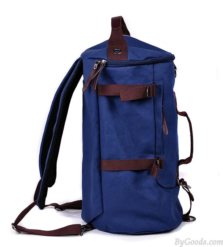 Fashion Large Capacity Cylindrical Canvas Travel Backpacks