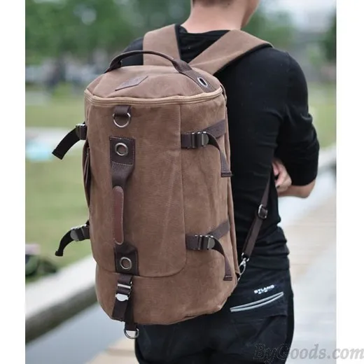 Fashion Large Capacity Cylindrical Canvas Travel Backpacks