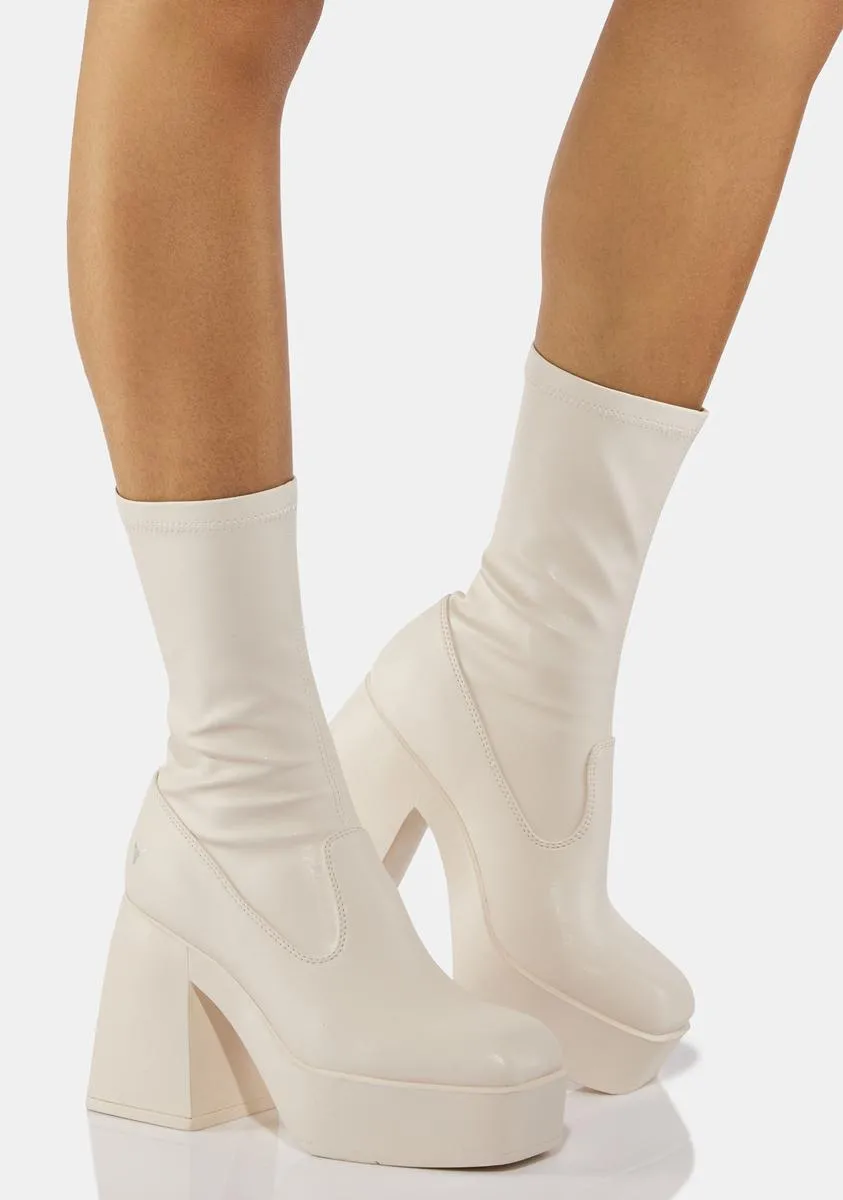 Fashionable Buttermilk Sock Boots