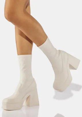 Fashionable Buttermilk Sock Boots