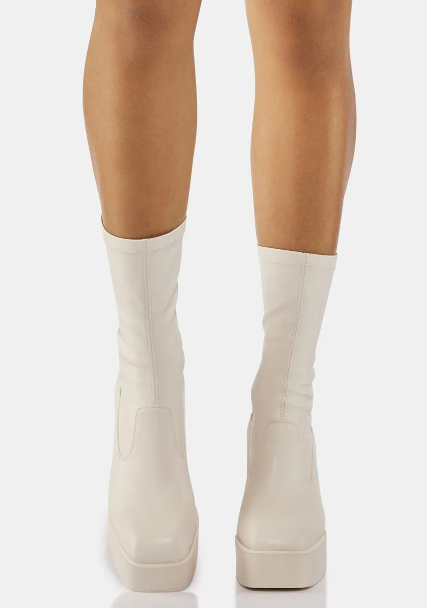 Fashionable Buttermilk Sock Boots