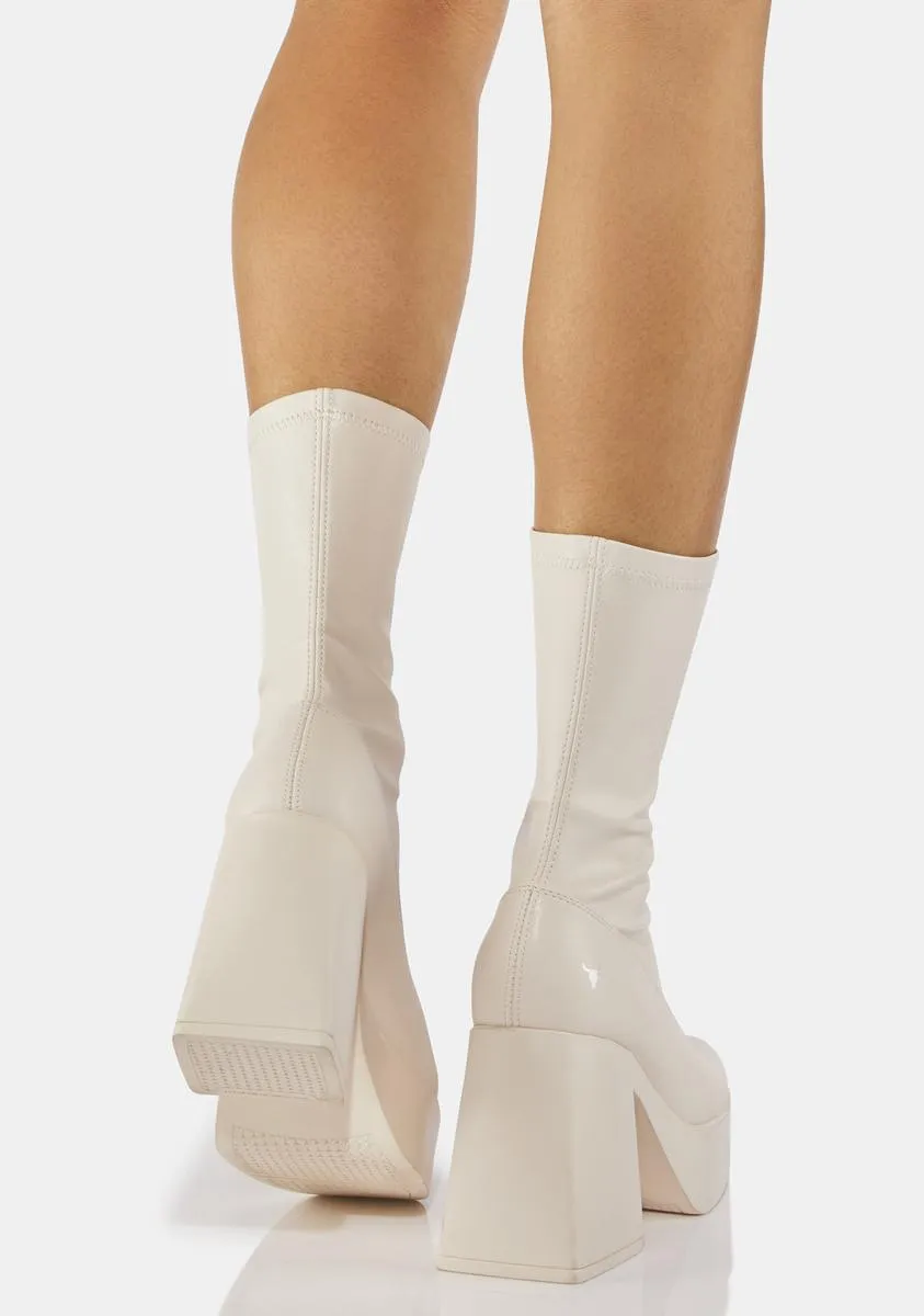 Fashionable Buttermilk Sock Boots