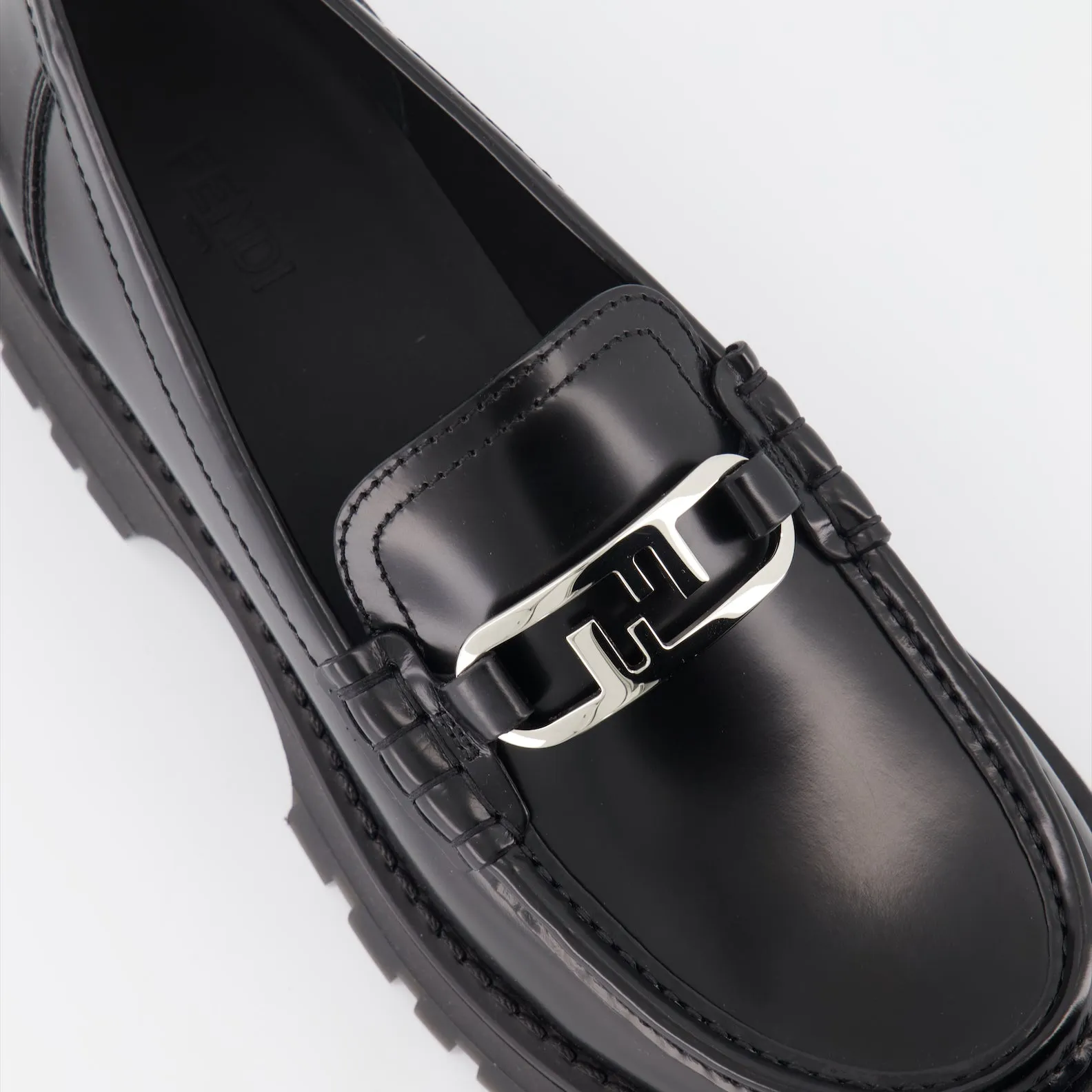 Fendi O'Lock Leather Moccasins