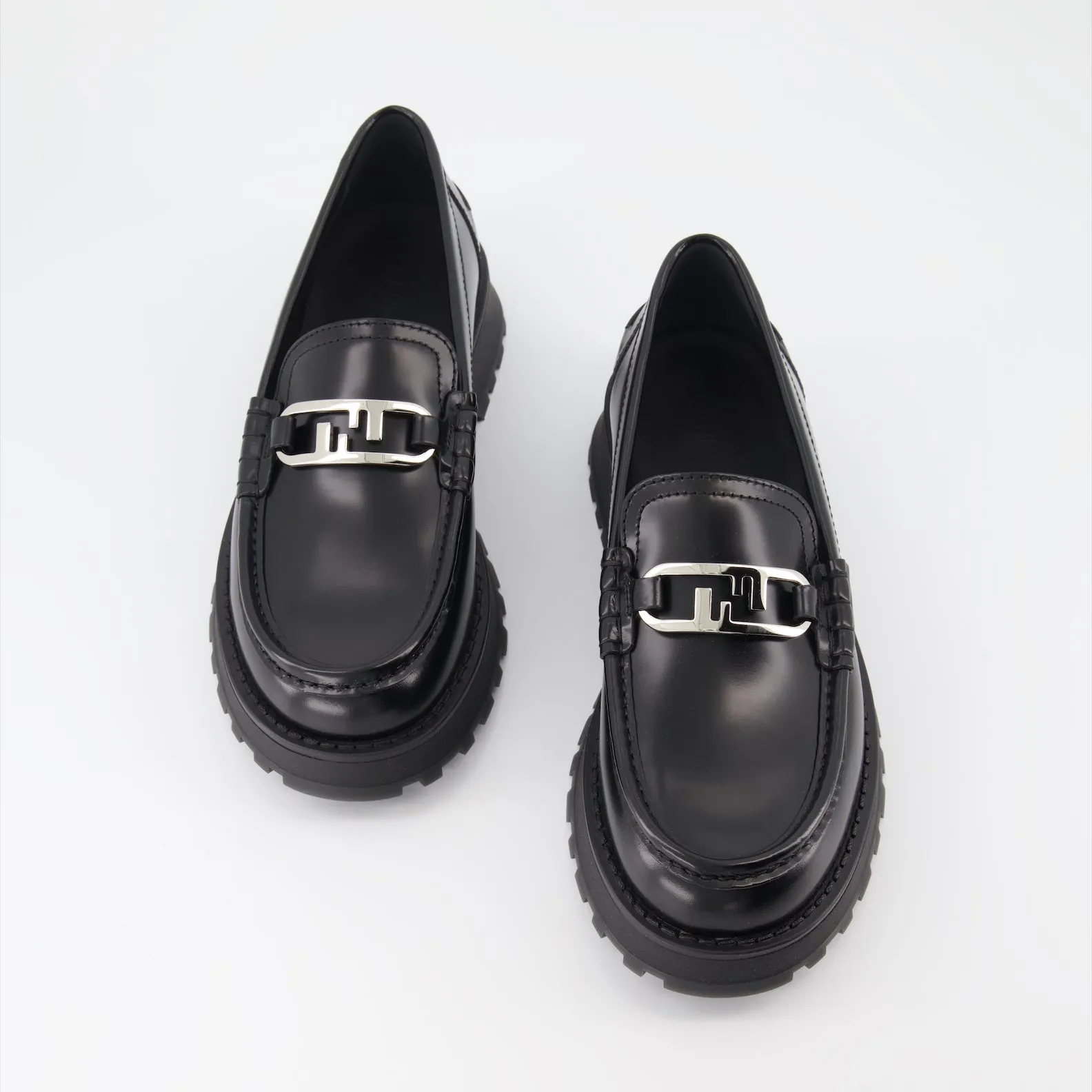 Fendi O'Lock Leather Moccasins