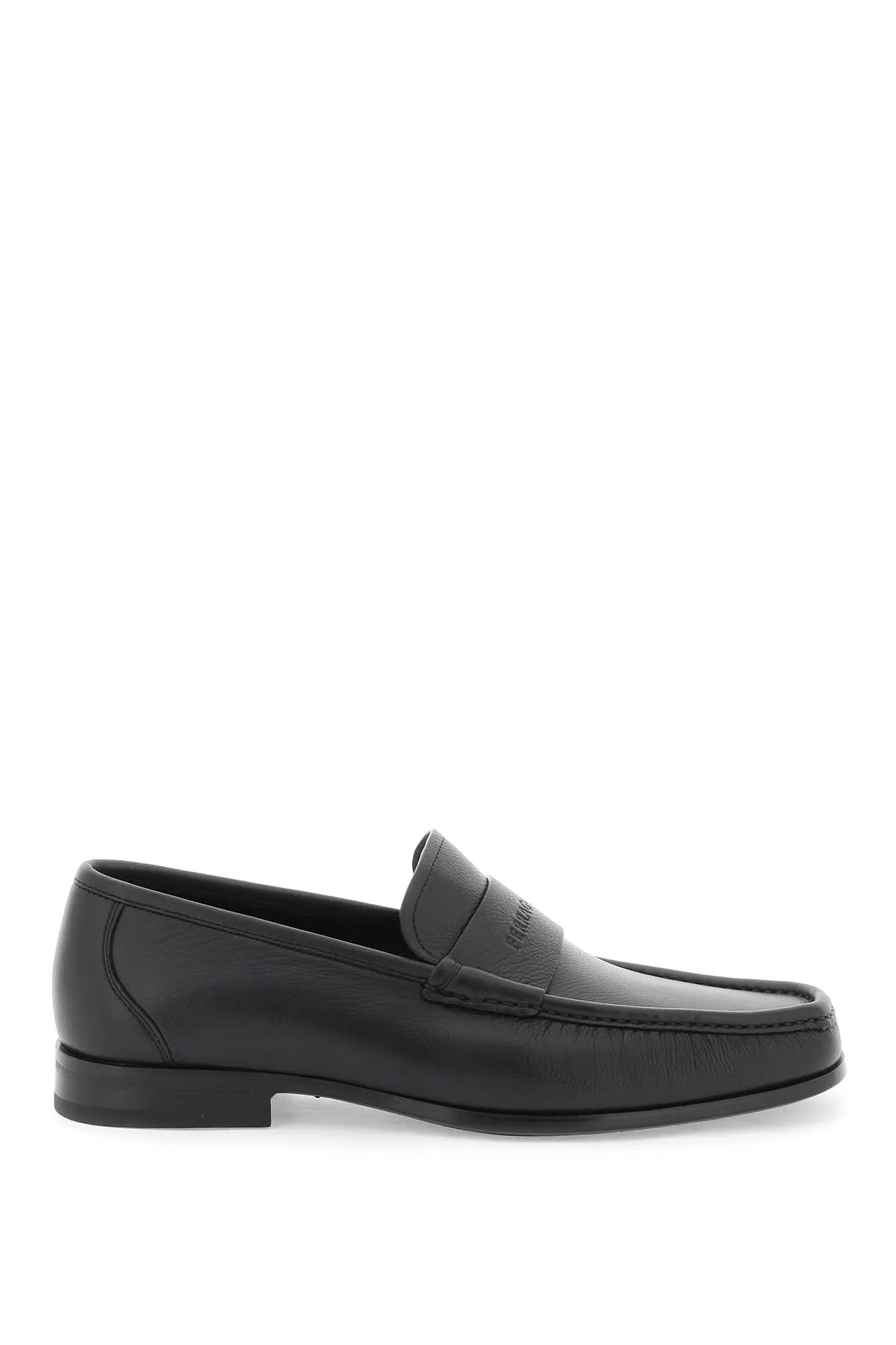 FERRAGAMO Men's Black Leather Moccasins