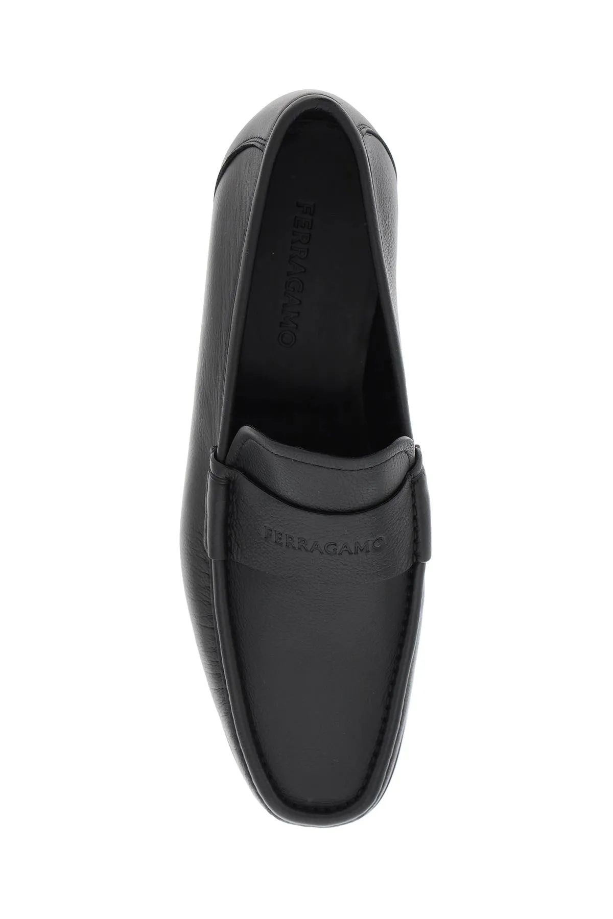 FERRAGAMO Men's Black Leather Moccasins