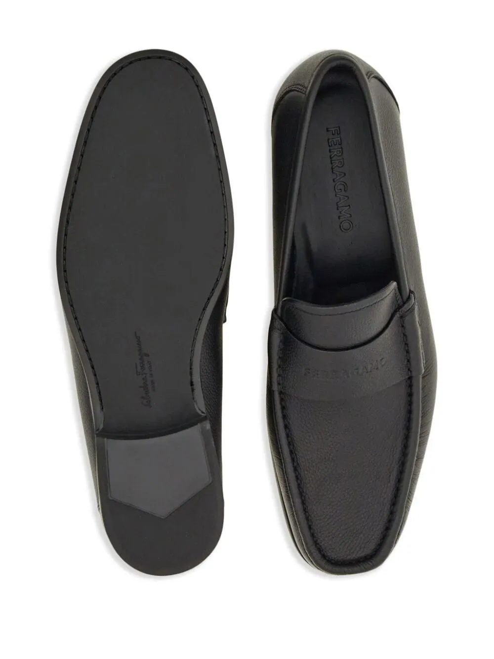 FERRAGAMO Men's Black Leather Moccasins