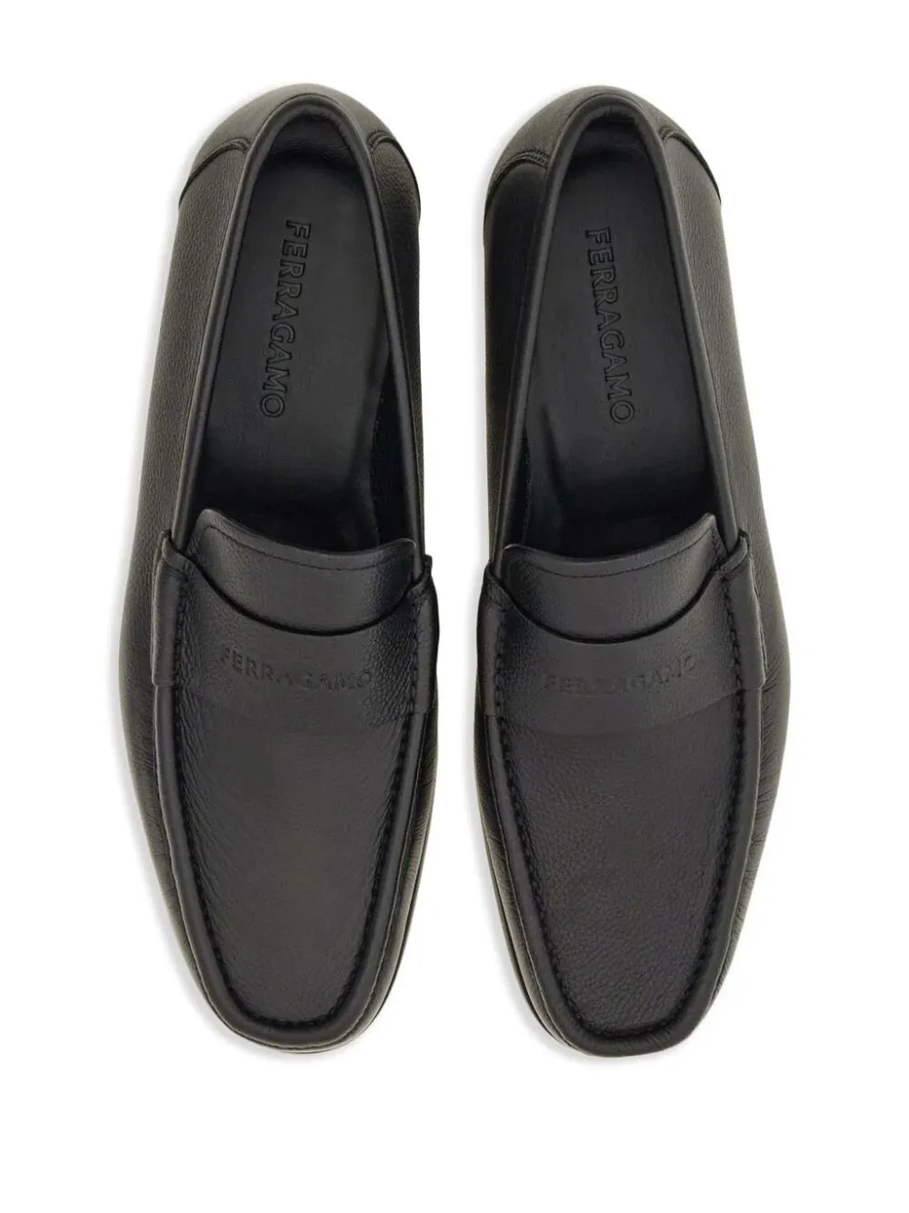 FERRAGAMO Men's Black Leather Moccasins