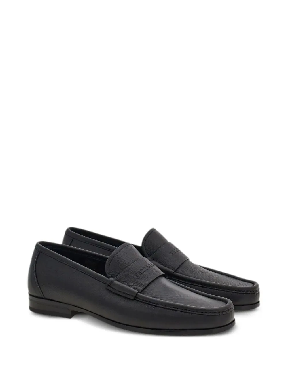 FERRAGAMO Men's Black Leather Moccasins