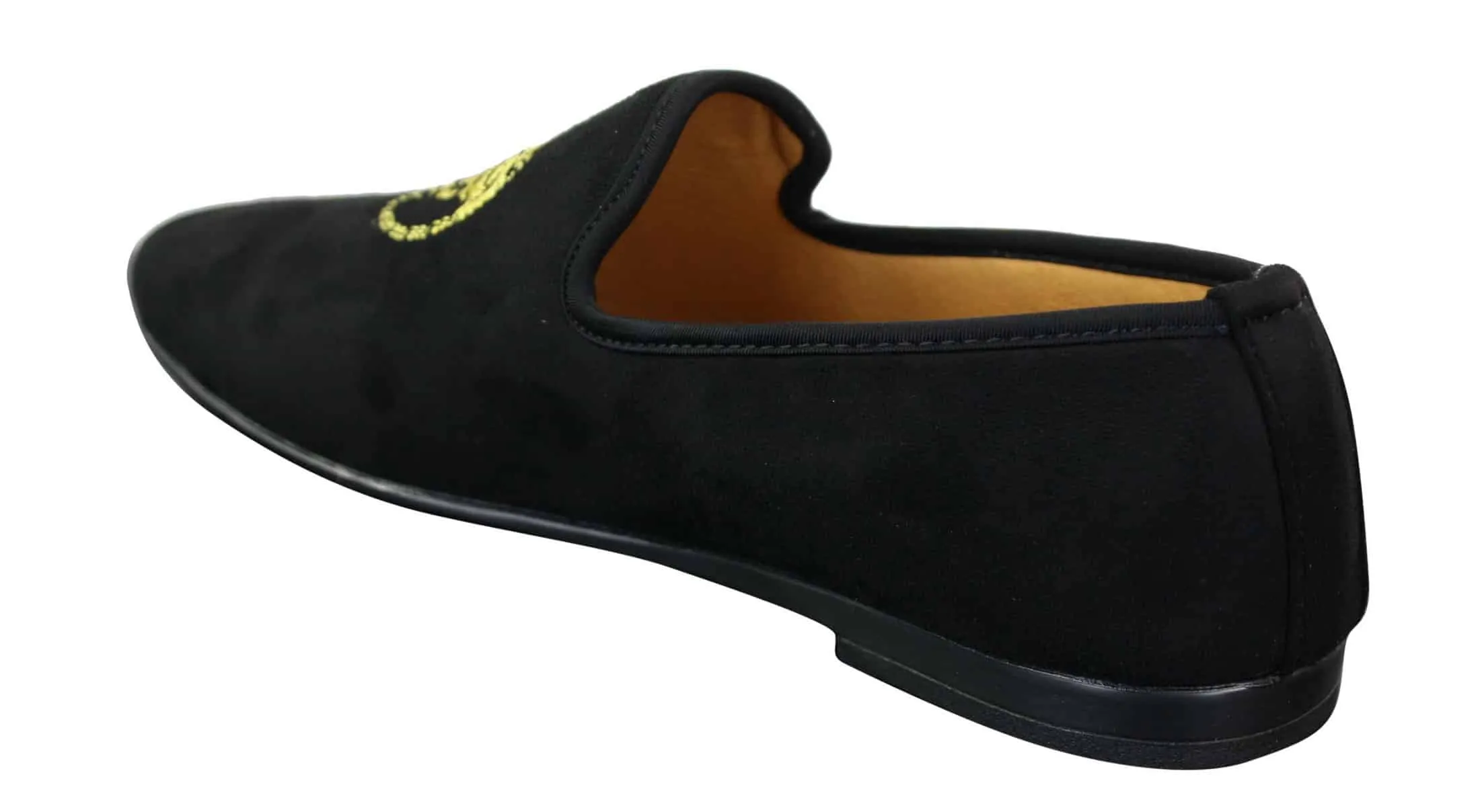 Fiorello HD0112-04 - Mens Black Iconic Medusa Slip On Loafers Moccasins Driving Shoes PU Suede Italian