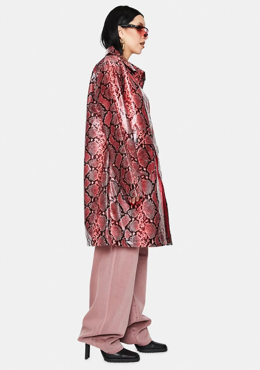 Fluo Pink Maya Snakeskin Trench Coat
