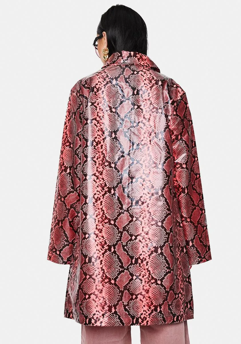 Fluo Pink Maya Snakeskin Trench Coat
