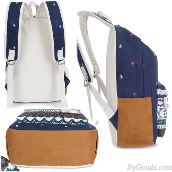 Folk Style Lace Pattern Casual Campus Backpacks