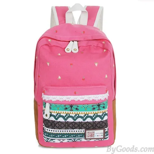 Folk Style Lace Pattern Casual Campus Backpacks