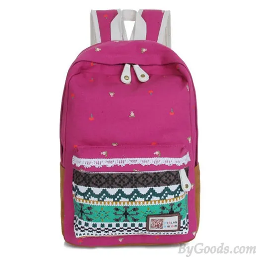 Folk Style Lace Pattern Casual Campus Backpacks