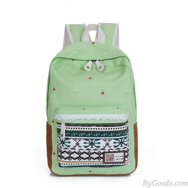 Folk Style Lace Pattern Casual Campus Backpacks