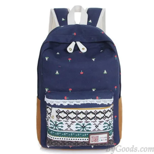 Folk Style Lace Pattern Casual Campus Backpacks