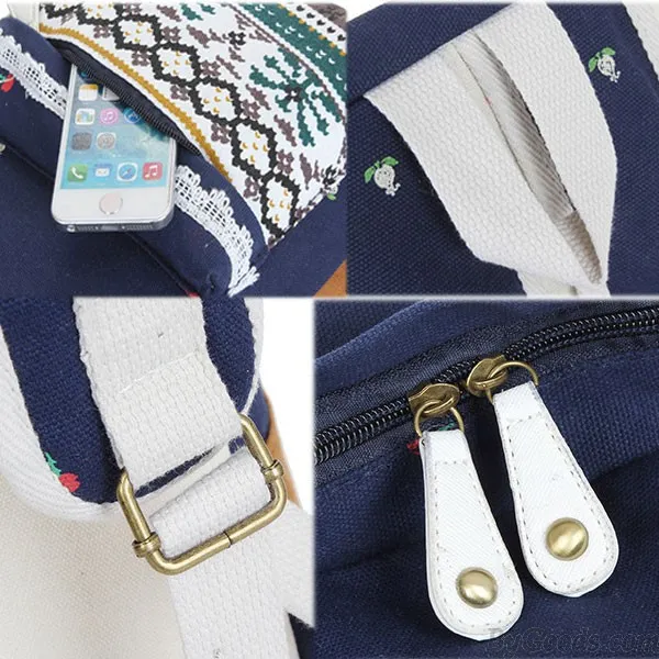 Folk Style Lace Pattern Casual Campus Backpacks