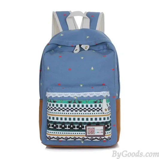 Folk Style Lace Pattern Casual Campus Backpacks