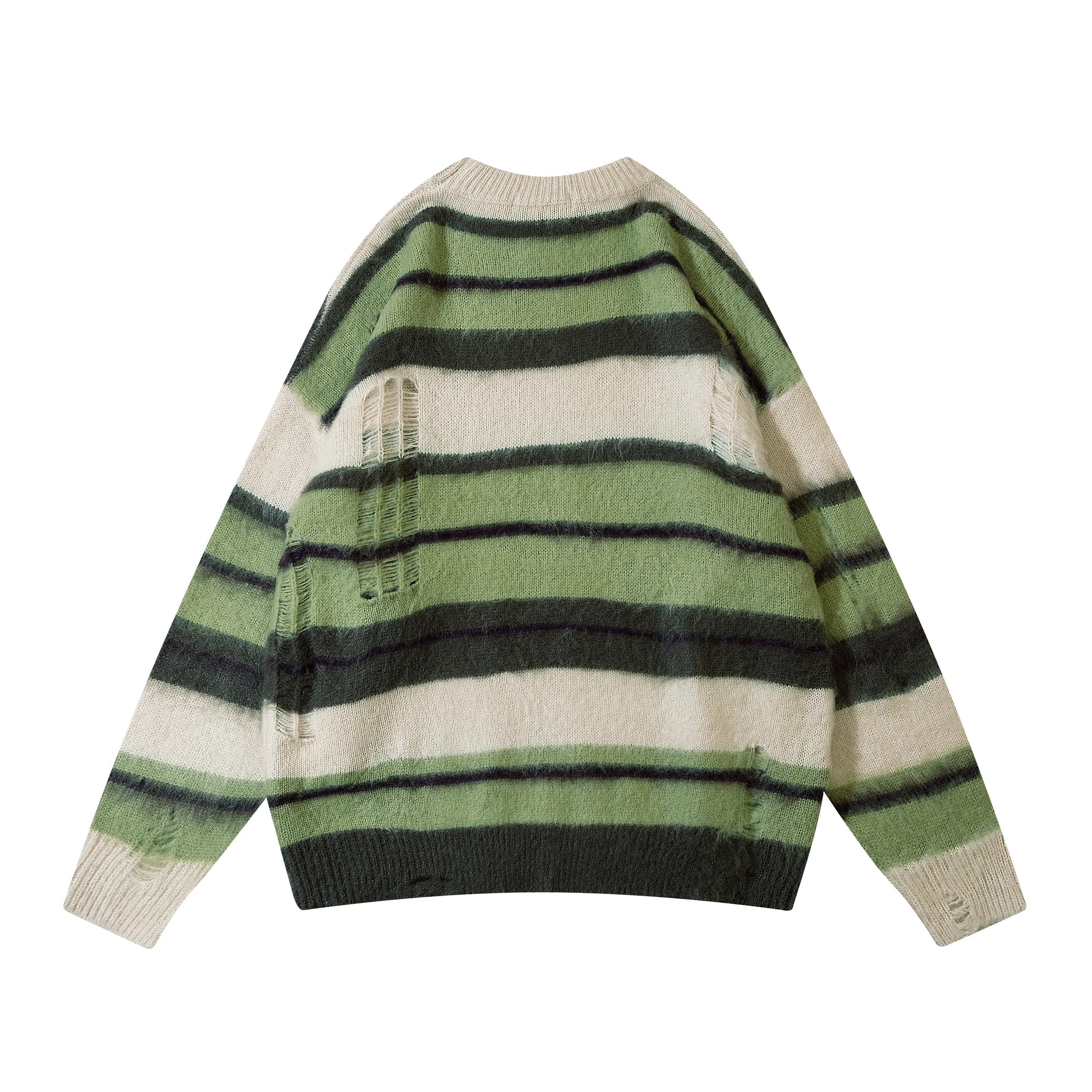 Forest Rhythm | Distressed Striped Knit Jumper