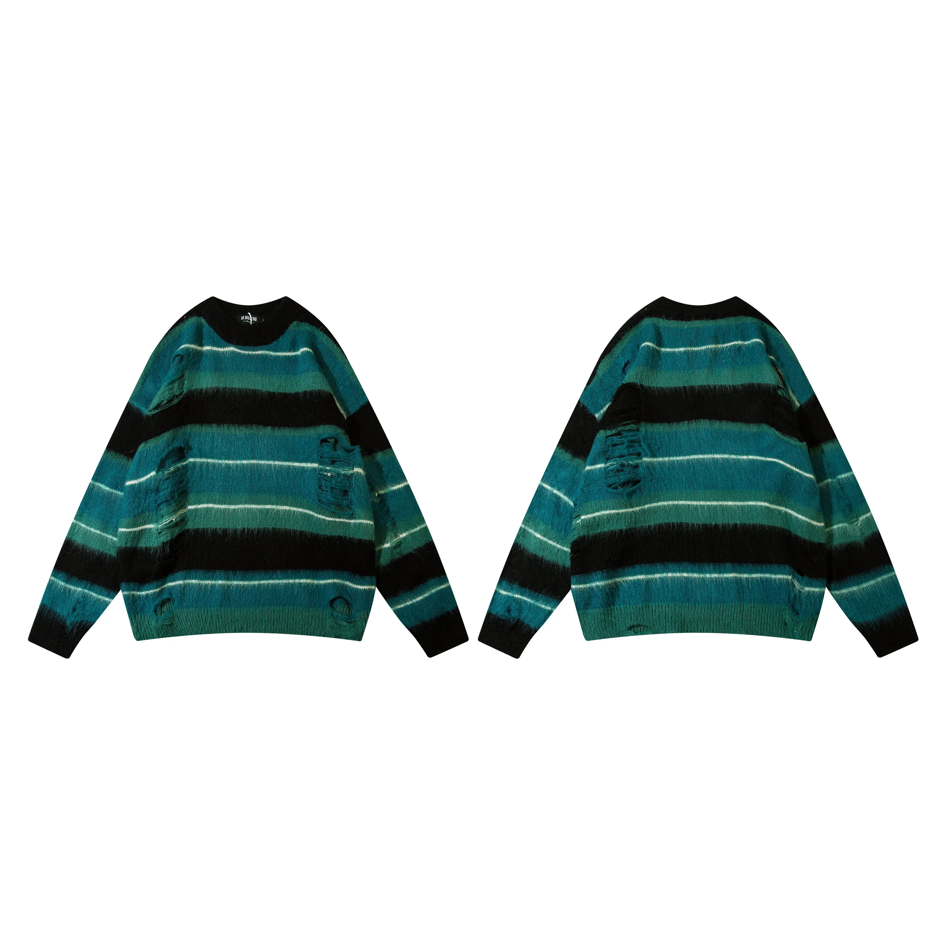 Forest Rhythm | Distressed Striped Knit Jumper