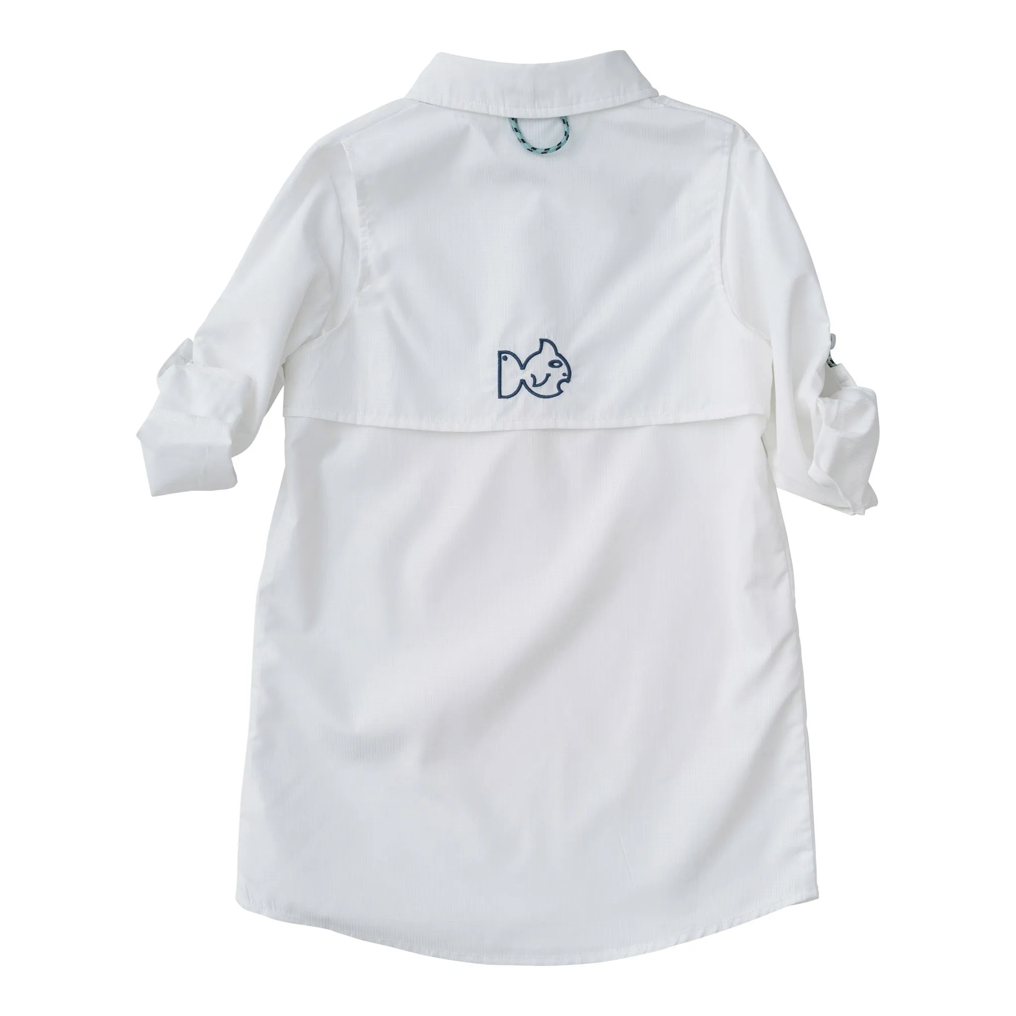 Founders Kids Fishing Shirt Dress in White