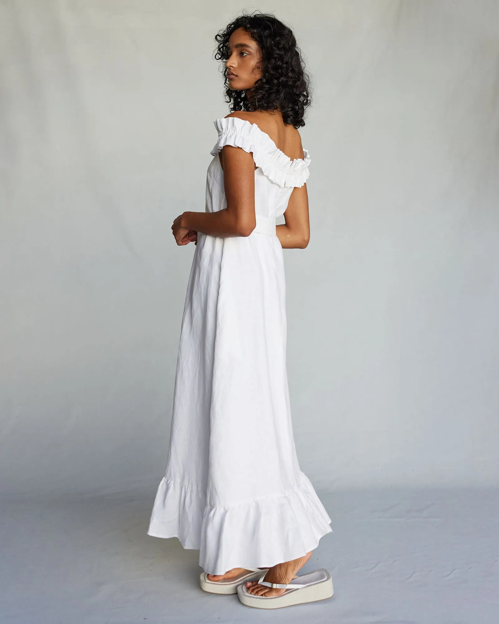 Gaia White Linen Dress