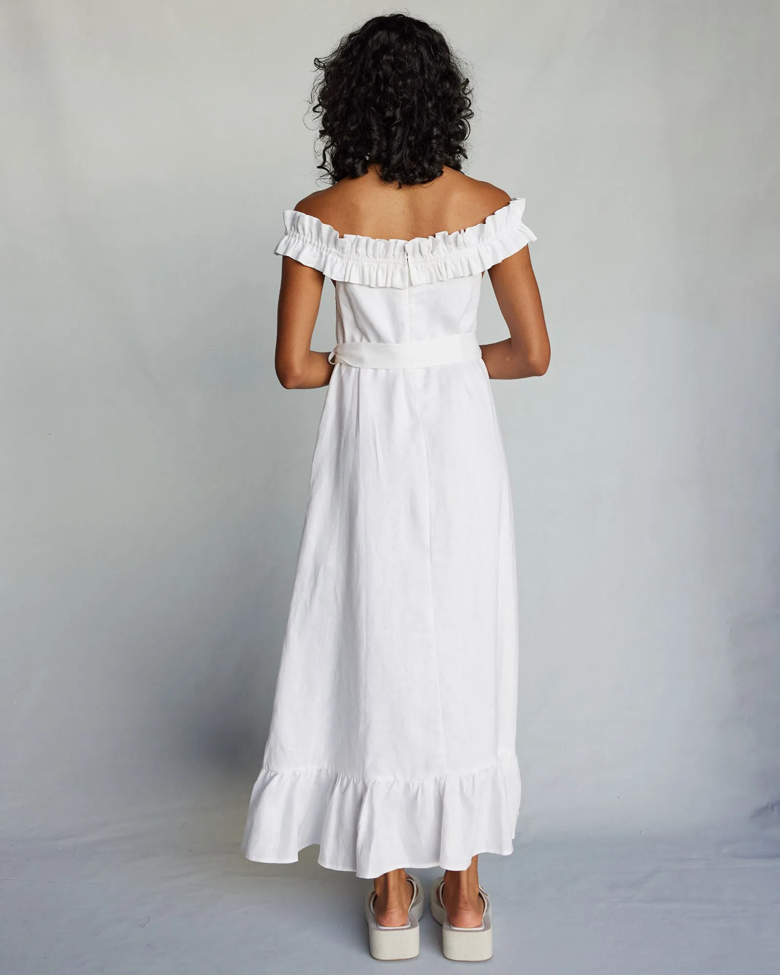 Gaia White Linen Dress