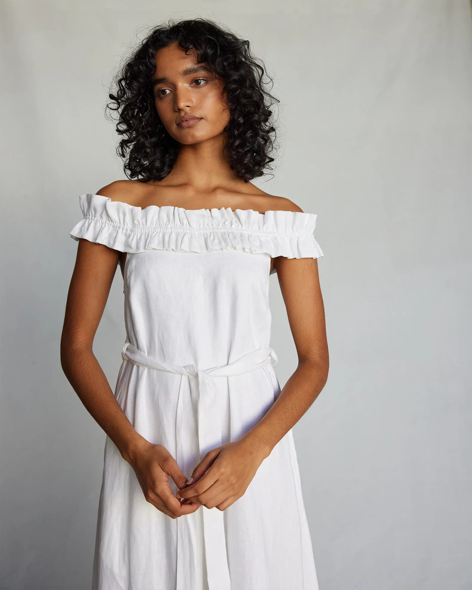 Gaia White Linen Dress