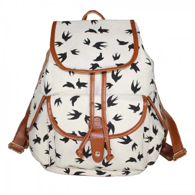 Gentlewoman Style Swallow Printed Canvas Leisure Backpacks Rucksack